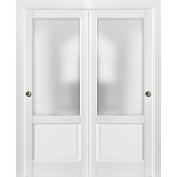 Sartodoors Closet Bypass Interior Door, 72" x 84", White LUCIA22DBD-BEM-7284